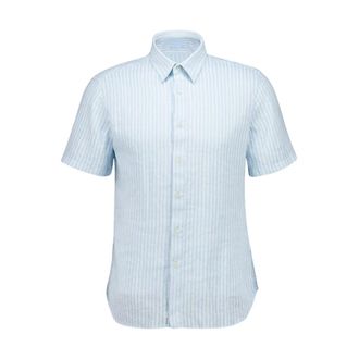 120% Lino Heren, Overhemden, Blauw, Maat: L Linnen
