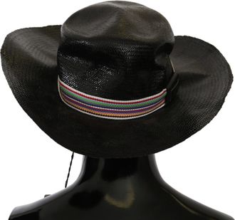 Costume National Womens Black Wide Brim Cowboy Solid Hat Straw