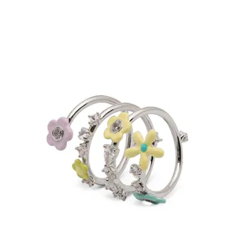 Yvmin Flower-motif Crystal-embellished Ring