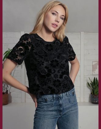 Nooki Design Womens Corinne Lace Top - Black - Size: 10/8