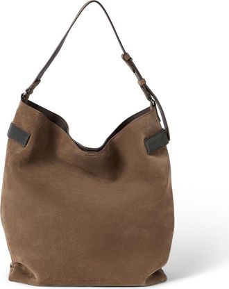 Brunello Cucinelli Suede Essence hobo bag in Bark at Nordstrom