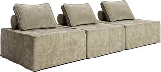 Oviala Divano componibile in tessuto 3 posti con cuscini tortora