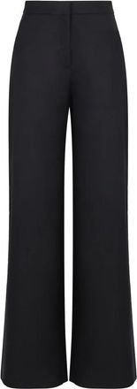 Max Mara Hoge katoenen broek met zijzakken - Dames - Wijde Broeken - Blauw - XS - Katoen - Broeken