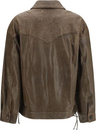 Golden Goose Womens Brown Calf Leather Bos Taurus Jacket Clothing