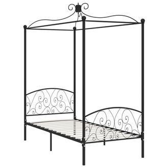 vidaXL Estructura De Cama Con Dosel Sin Colch&oacute;n Metal Negro 90x200 Cm Vidaxl