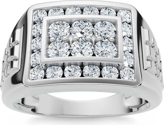 Pompeii3 1 Ct Mens Diamond Cluster Nugget Detail Ring in 10k White Gold