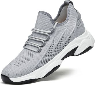 Generic Sneakers for Men & Women, 4-10cm Height Increasing Shoes, Breathable Mesh, Lightweight Cushioned Non-Slip Walking Shoes (Grey, Adult, Men, 9.5, Numeri