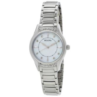 Bulova Quartz White Mother of Pearl Dial Ladies Watch 96R216