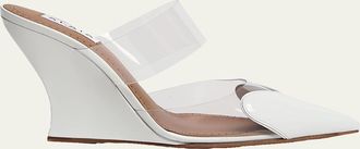Alaia 90mm Coeur Heart Clear Wedge Mules