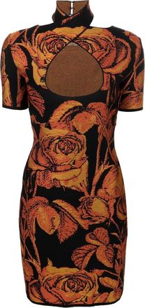 Roberto Cavalli floral jacquard mini dress - women - Viscose/Polyester - 40 - Black