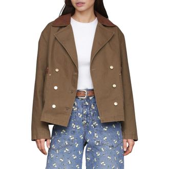 Avec Les Filles Cotton Twill Heritage Peacoat in Thyme at Nordstrom Rack, Size Xx-Large
