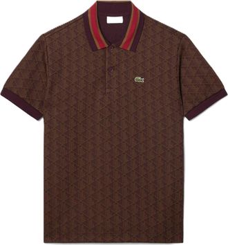 Lacoste Short-Sleeved Geometric Striped Polo Shirt
