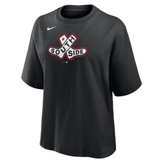 Nike Chicago White Sox City Connect Boxy Nike Womens MLB T-Shirt in Black | 01CM00ARX-V0A