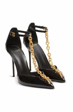 Balmain Sync Patent Leather Stilettos With Pointed Toe in Black at Nordstrom, Size 39.5