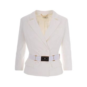 Elisabetta Franchi Blazers, female, White, Size: XS Technical Bi-Elastic Fabric Jacket