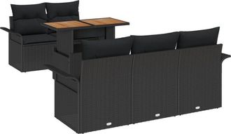vidaXL Garden Sofa Set with Storage 6 pcs Black Poly rattan Vidaxl