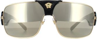 Versace Square Shiny Black with Gold Brown Grey with Gold Mirror VE2207Q
