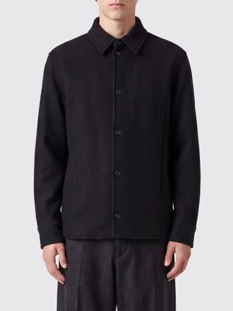 Jil Sander Giacca a camicia in pura lana con colletto classico e fondo curvo
