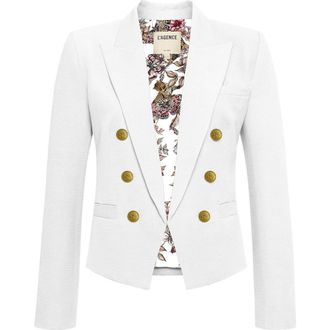 L'agence Brooke Texture Double Breasted Crop Blazer in White/whte Small Buterfly at Nordstrom, Size 12