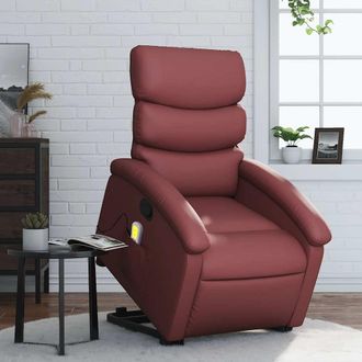 vidaXL Sill&oacute;n Reclinable De Masaje De Pie Cuero Artificial Rojo Tinto Vidaxl
