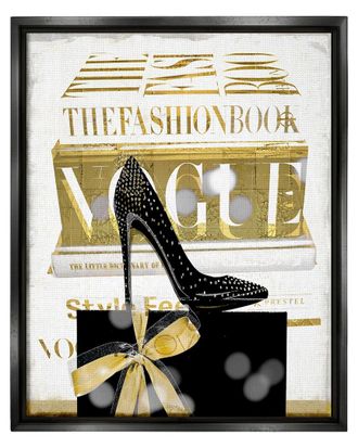 Stupell Industries Fashion Books Stacked Glam Heels Framed Floater Canvas Wall Art By Madeline Blake