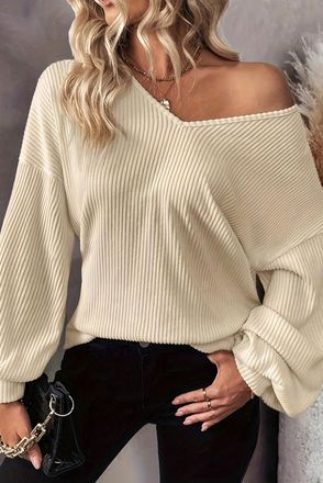 Azura Exchange Geribbelde Trui met Satijnen Strik