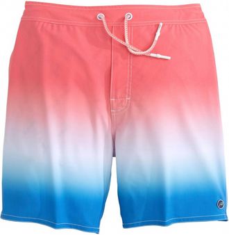 Johnnie-O Mens Solito Half Elastic Surf Shorts In Malibu Red