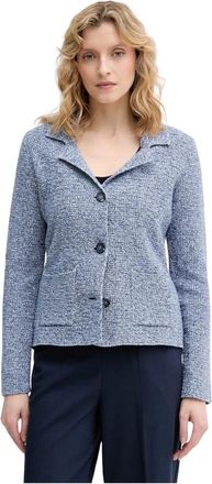 Benetton Enkelrijige Blazer van Gebreide Stof - Dames - Blazers - Blauw - L - Katoen - Jassen