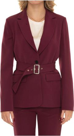 Liu Jo Jassen, Dames, Rood, L, Polyester, Jasje met verstelbare taille en reverskraag