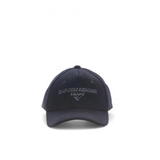 Emporio Armani Virgin-wool Baseball Cap met Geborduurd Logo - Heren - Petten - Blauw - ONE Size - Wol - Accessoires