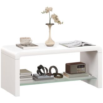 HOMCOM High Gloss Storage Coffee Table - Centre Table for Living Room - White | TJ Hughes