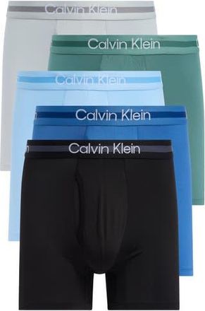 Calvin Klein 5-Pack Boxer Briefs in Sage/Blue/Black/Grey at Nordstrom Rack, Size X-Large