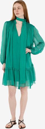 SOLOTRE Abito corto con cintura smeraldo