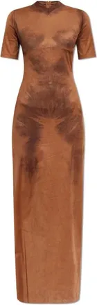 Acne Studios Maxi Dresses, female, Brown, Size: M Velvet-Finish Dress