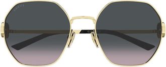 Gucci Ovale Zonnebril - Dames - Zonnebrillen - Geel - 58 MM - Nylon - Accessoires