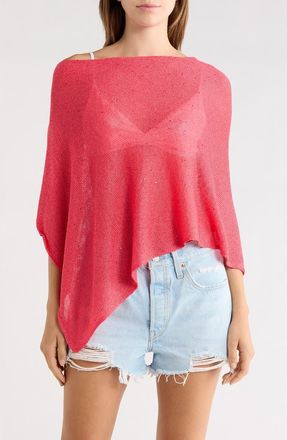 PacSun Amaris Sequin One Shoulder Poncho in Berry at Nordstrom