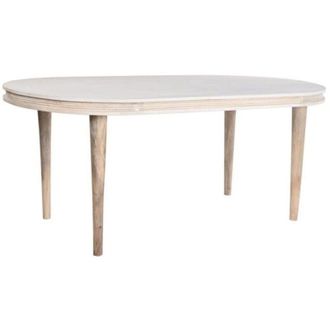 DKD Home Decor Dining table - Gold and white - Mango wood - 6 seats - Rectangular - 180x90 cm