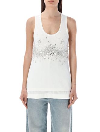 Bottega Veneta White Crystal Sleeveless Top