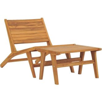 vidaXL Silla De Jard&iacute;n Con Reposapi&eacute;s De Madera Maciza De Teca Vidaxl