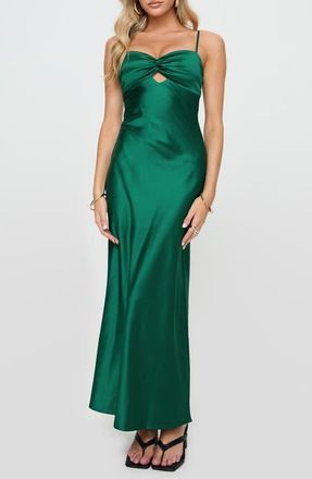 Princess Polly Blackthorn Satin Maxi Dress in Green at Nordstrom, Size 2