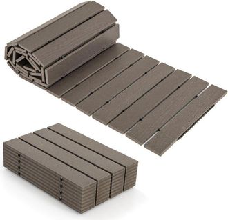 Costway Percorso Giardino 242 cm, Passerella Dritta da Esterno con Connessione a Filo Metallico, Superficie Antiscivolo, Sentiero da Giardino Resistente alle