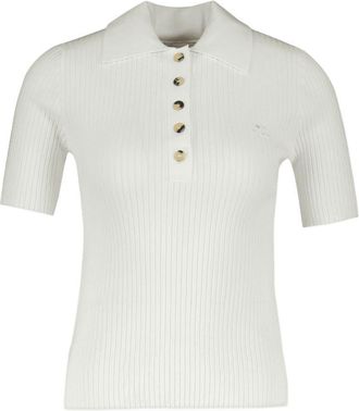 Courr&egrave;ges Womens Ribbed Cotton Polo White