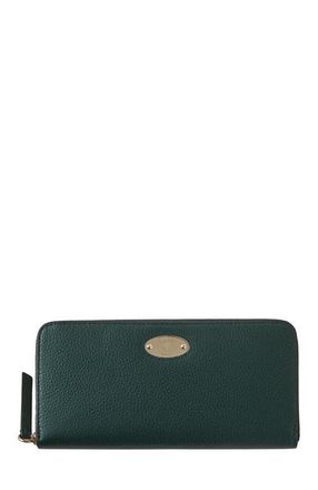 Mulberry Plaque 8 Card Leather Zip Wallet in Mulberry Green at Nordstrom