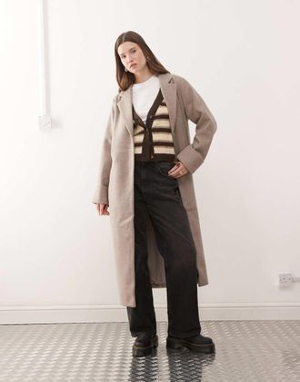 Noisy May Cappotto lungo in misto lana beige-Neutro