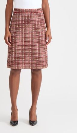 Misook Plaid Multi-Stitch Straight Skirt in Red/brown/blue at Nordstrom, Size Xx-Large