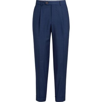 Brunello Cucinelli Chalk stripe trousers in Blue at Nordstrom, Size 52 It