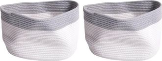 OEM Cestas De Almacenamiento Cuadradas De Cuerda De Algod&oacute;n, Organizador Para Contenedores, Cesta Plegable Tejida Decorativa Con Asas, D