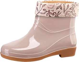 Generic Boots for Women UK Casual Waterproof Rain Boots Rainy Season Practical Work Boots Non Slip Platform Ankle Boots Comfortable Soft Sole Water Shoes