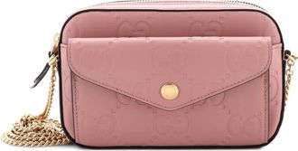 Gucci Front Pocket Chain Jumbo GG Embossed Leather Super Mini shoulder bag - Roze