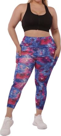 Sho Sho Fashion Plus Size High Waist Tummy Control Sports Leggings With Side Pockets In Multi